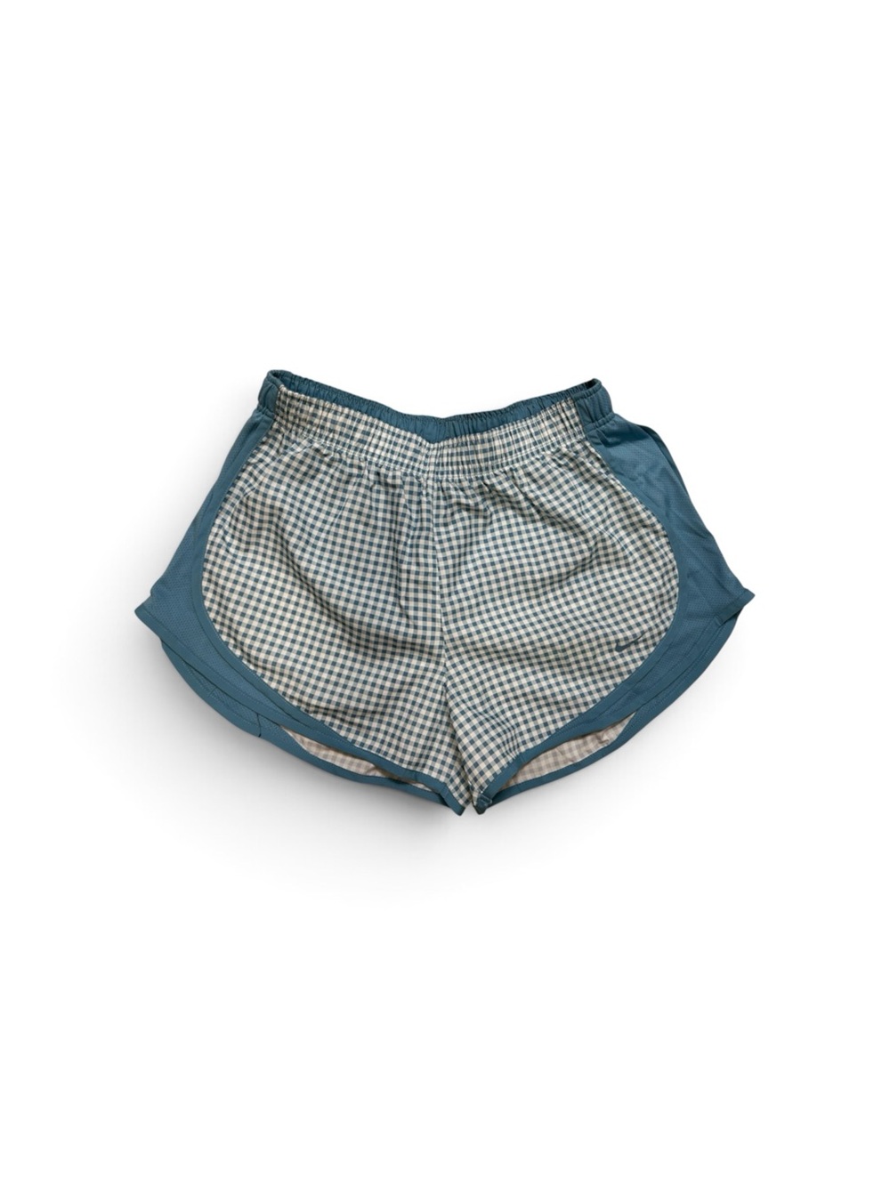Nike Women's Blue Gingham Lined Active Shorts - Medium
